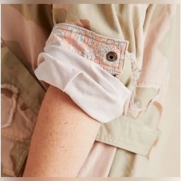 Anthropologie Pink and Green Camo Utility Jacket - Picture 4 of 9